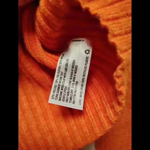 XS Wild Fable Women Ribbed sweater sweetheart Crop Orange - Picture 7 of 8